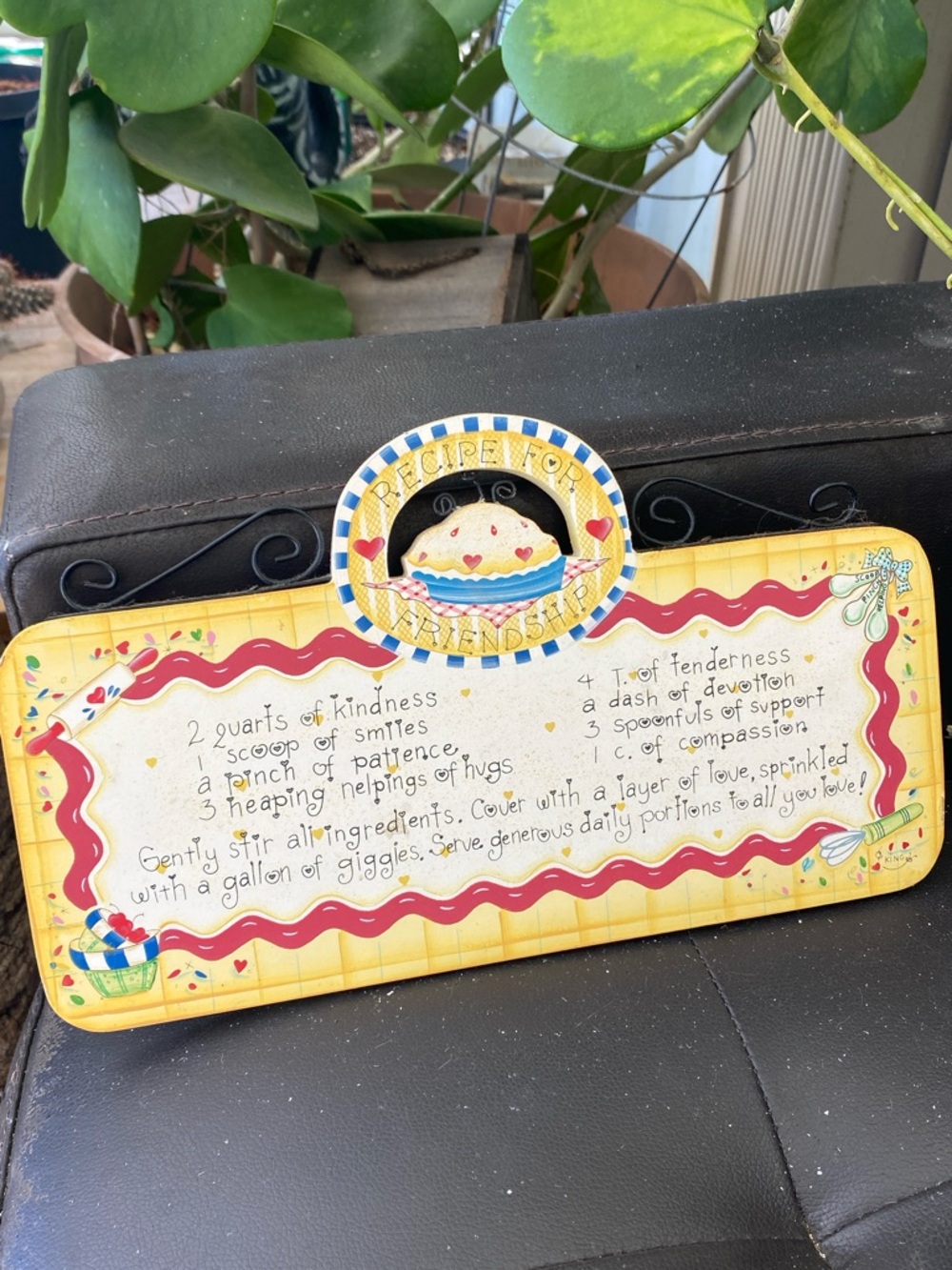 Recipe for Friendship Decorative Wall Sign - Yellow, Blue, Red